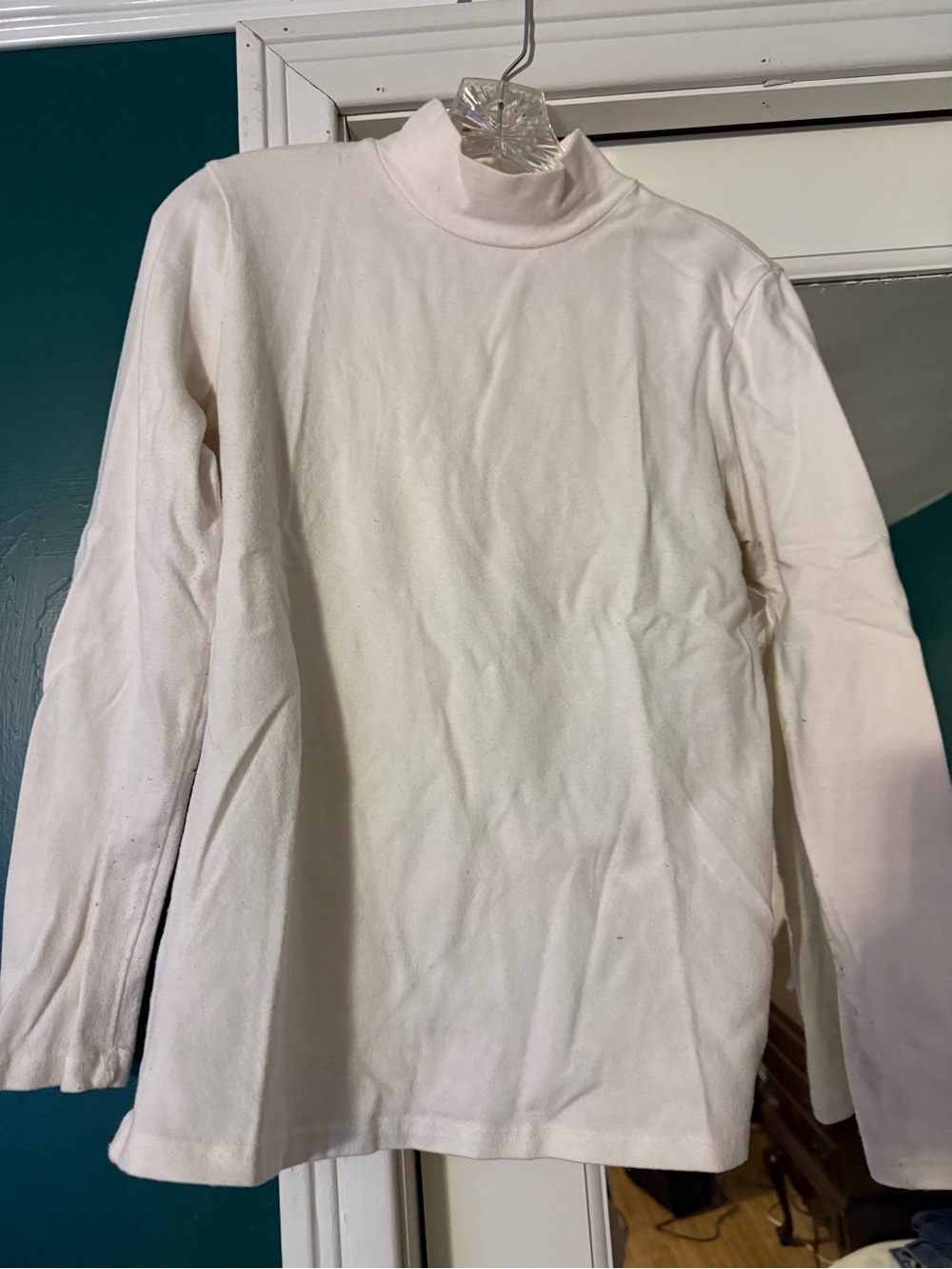 Classic White Mock Neck Long Sleeve Top